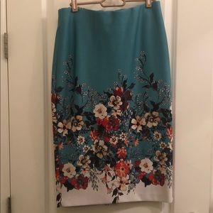 Blue Floral ECI Pencil Skirt